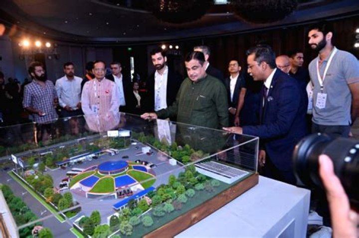 
Gadkari unveils miniature of national highway EV charging station to compete with petrol pumps 