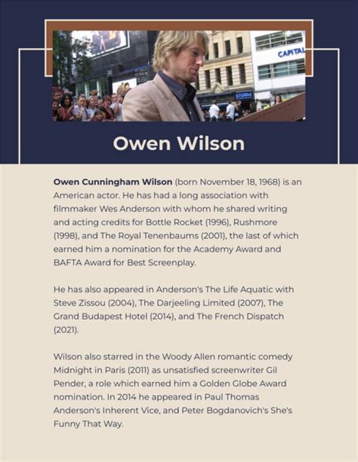 Owen Wilson Bio (Wiki) 