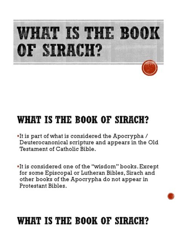 What is the book of Sirach?