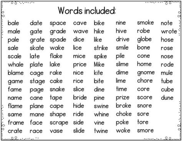 What words end with a silent e?